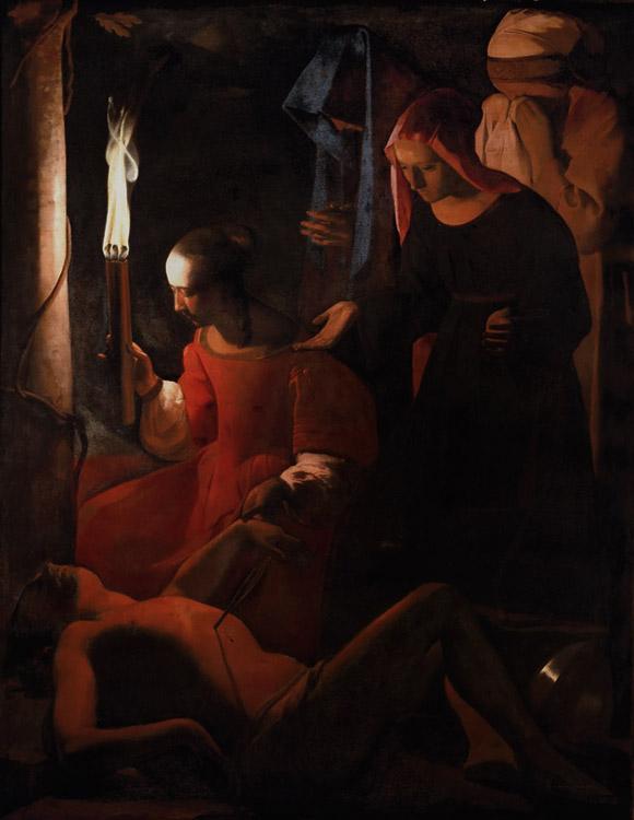 Georges de La Tour St Sebastian Attended by St Irene (mk08) oil painting image
